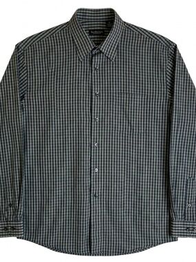 VAN HEUSEN Plaid Button Down Collared Shirt, Men’s XL, Blue Beige